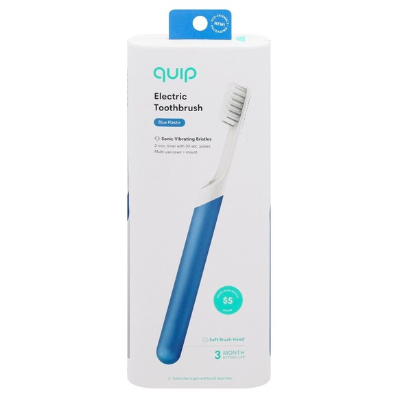 Quip Electric Toothbrush Blue Plastic Electric Brush with Travel Cover New - Picture 1 of 2